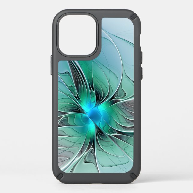 Abstract With Blue, Modern Fractal Art Speck iPhone 12 Case (Front)