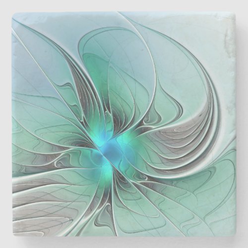 Abstract With Blue Modern Fractal Art Stone Coaster