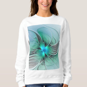 Abstract With Blue, Modern Fractal Art Sweatshirt
