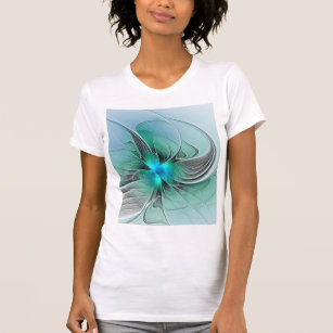 Abstract With Blue, Modern Fractal Art T-Shirt
