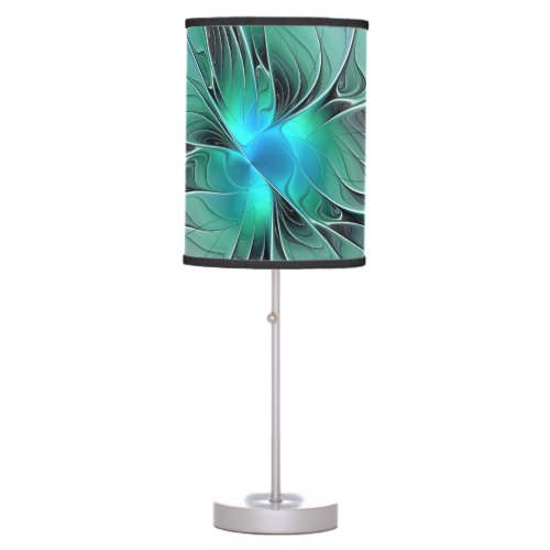 Abstract With Blue Modern Fractal Art Table Lamp