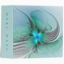 Abstract With Blue, Modern Fractal Art Text 3 Ring Binder