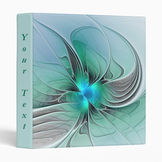 Abstract With Blue, Modern Fractal Art Text 3 Ring Binder (Front/Spine)