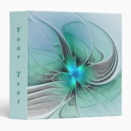 Abstract With Blue, Modern Fractal Art Text 3 Ring Binder