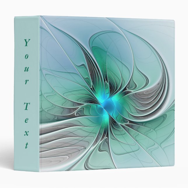 Abstract With Blue, Modern Fractal Art Text 3 Ring Binder (Front/Spine)