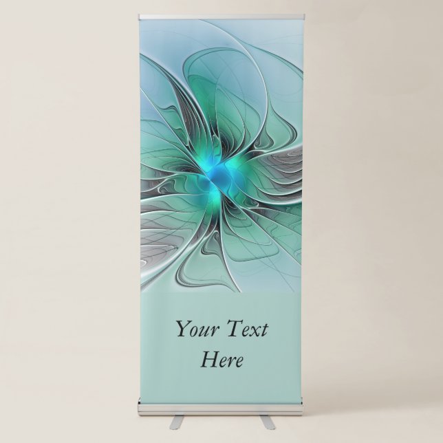 Abstract With Blue, Modern Fractal Art Text Retractable Banner (Front)