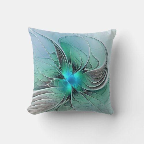 Abstract With Blue Modern Fractal Art Throw Pillow