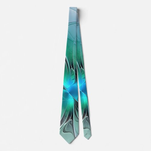 Abstract With Blue Modern Fractal Art Tie