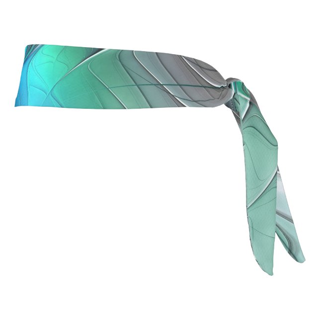Abstract With Blue, Modern Fractal Art Tie Headband (Rotate 90)