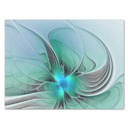 Abstract With Blue, Modern Fractal Art Tissue Paper
