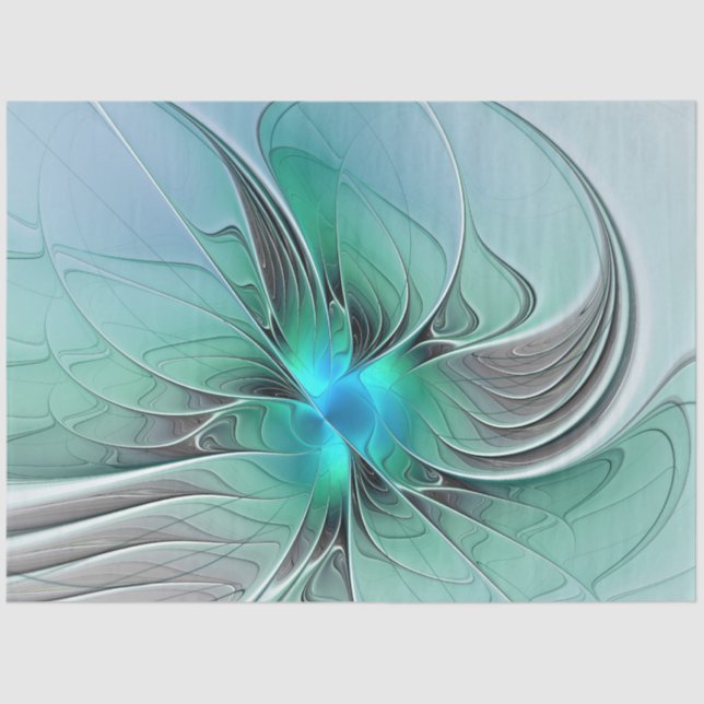 Abstract With Blue, Modern Fractal Art Tissue Paper (Front)