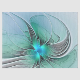 Abstract With Blue, Modern Fractal Art Tissue Paper