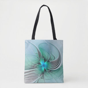 Abstract With Blue, Modern Fractal Art Tote Bag
