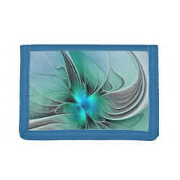 Abstract With Blue, Modern Fractal Art Trifold Wallet