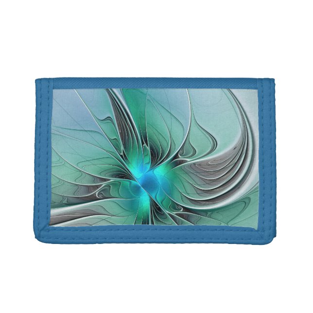 Abstract With Blue, Modern Fractal Art Trifold Wallet (Front)