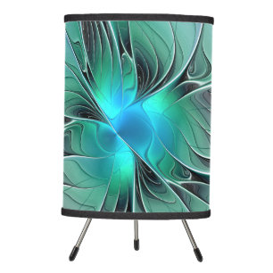 Abstract With Blue, Modern Fractal Art Tripod Lamp