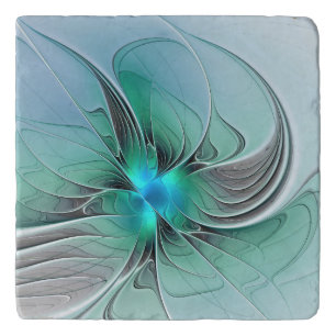 Abstract With Blue, Modern Fractal Art Trivet