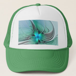 Abstract With Blue, Modern Fractal Art Trucker Hat