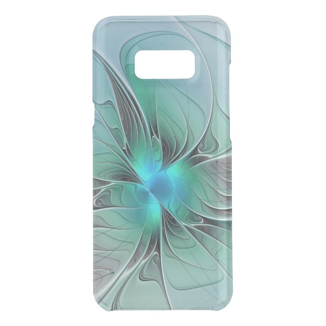 Abstract With Blue, Modern Fractal Art Uncommon Samsung Galaxy Case (Back)