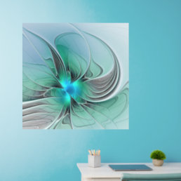 Abstract With Blue, Modern Fractal Art Wall Decal