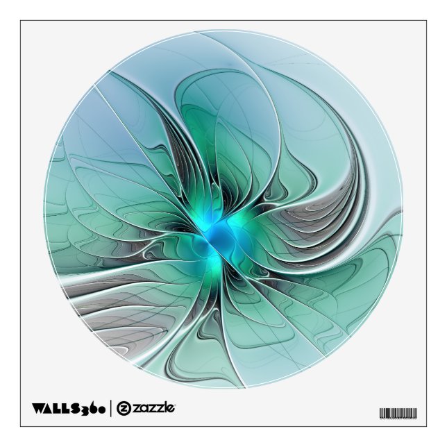 Abstract With Blue, Modern Fractal Art Wall Decal (Front)