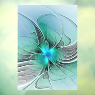 Abstract With Blue, Modern Fractal Art Window Cling