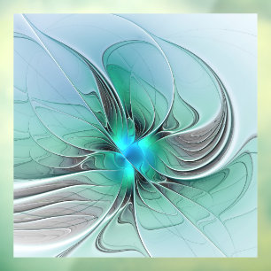 Abstract With Blue, Modern Fractal Art Window Cling