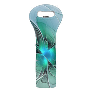 Abstract With Blue, Modern Fractal Art Wine Bag