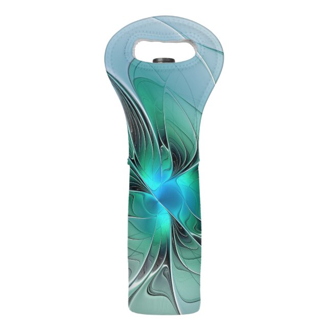 Abstract With Blue, Modern Fractal Art Wine Bag (Front)