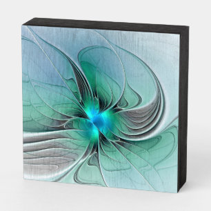 Abstract With Blue, Modern Fractal Art Wooden Box Sign