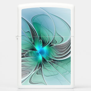 Abstract With Blue, Modern Fractal Art Zippo Lighter