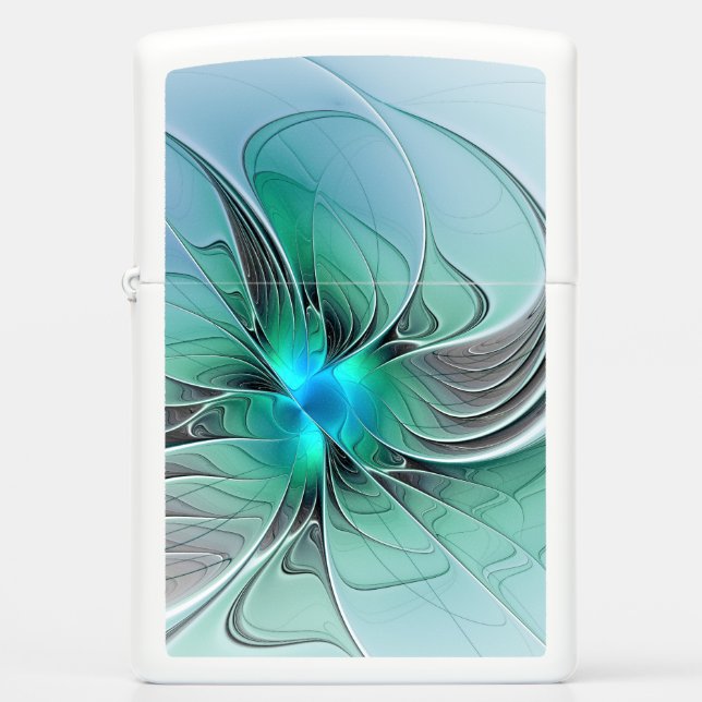 Abstract With Blue, Modern Fractal Art Zippo Lighter (Front)