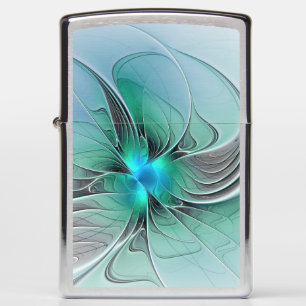 Abstract With Blue, Modern Fractal Art Zippo Lighter