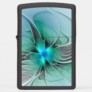 Abstract With Blue, Modern Fractal Art Zippo Lighter