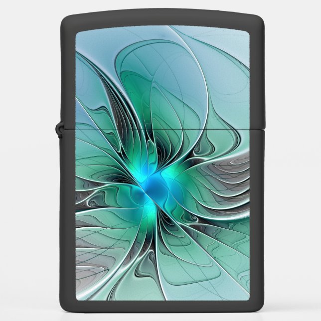 Abstract With Blue, Modern Fractal Art Zippo Lighter (Front)