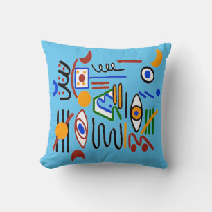 Abstract With Lines & Dots Throw Pillow