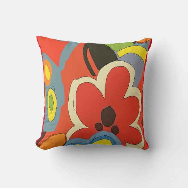 Abstract With Tropical Flowers Throw Pillow (Front)