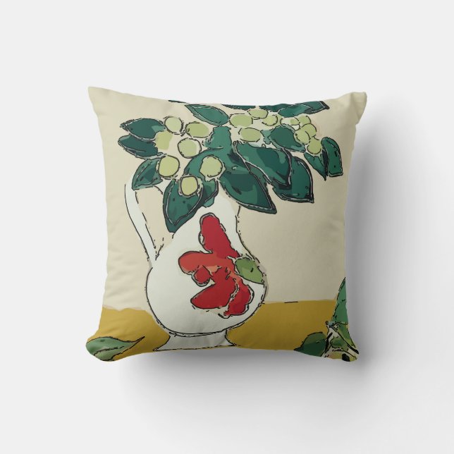 Abstract With Tropical Ivy Flowers Throw Pillow (Front)