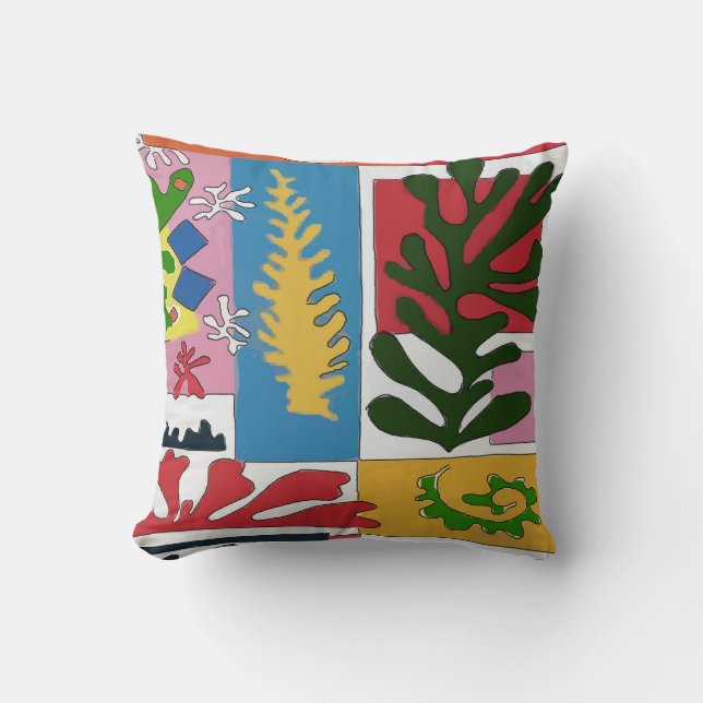 Abstract With Tropical Ivy Leaves Throw Pillow (Front)
