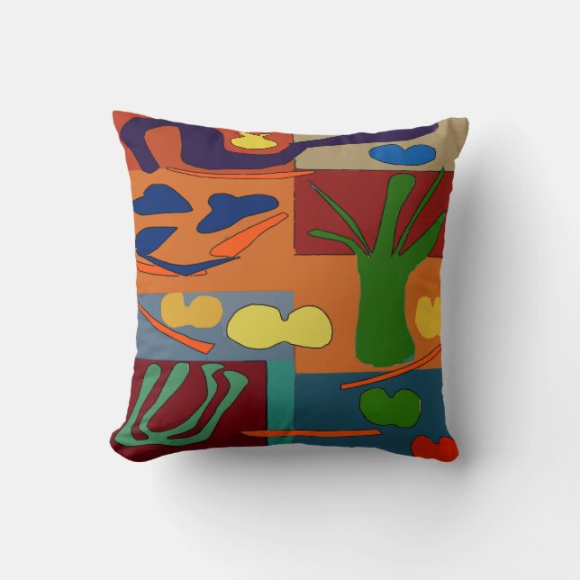 Abstract With Vegetables Throw Pillow (Front)