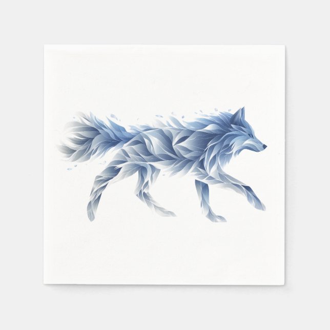 Abstract Wolf Art: Geometric Animal Illustration Napkins (Front)