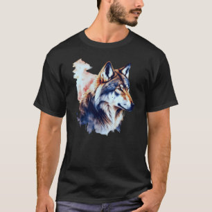 Abstract Wolf Head Watercolor Painting T-Shirt