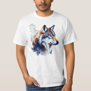 Abstract Wolf Head Watercolor Painting T-Shirt