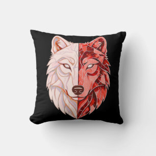 Abstract Wolf Identity Throw Pillow – Dual Self Mo