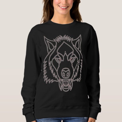 Abstract Wolf Motif Predator Face Wolfs Artwork 3 Sweatshirt
