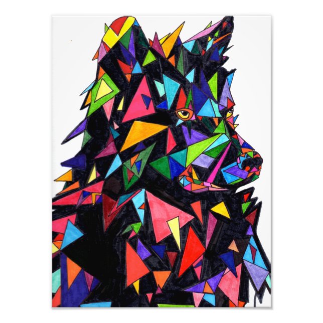 Abstract Wolf Side View Print (Front)