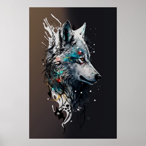 Abstract Wolf Wall Art Poster