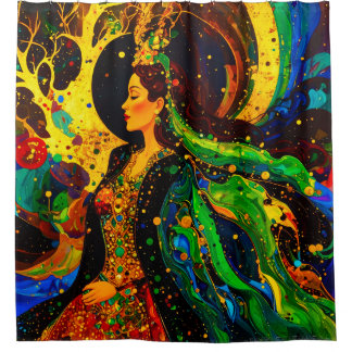 abstract woman 002 shower curtain
