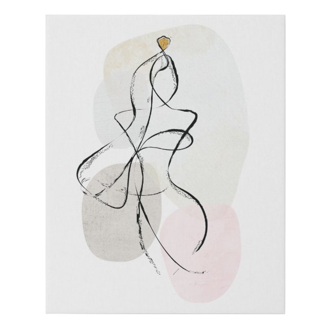 Abstract Woman Art, One Line Sketch Faux Canvas Print (Front)