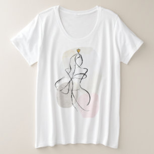 Abstract Woman Art, One Line Sketch Plus Size T-Shirt